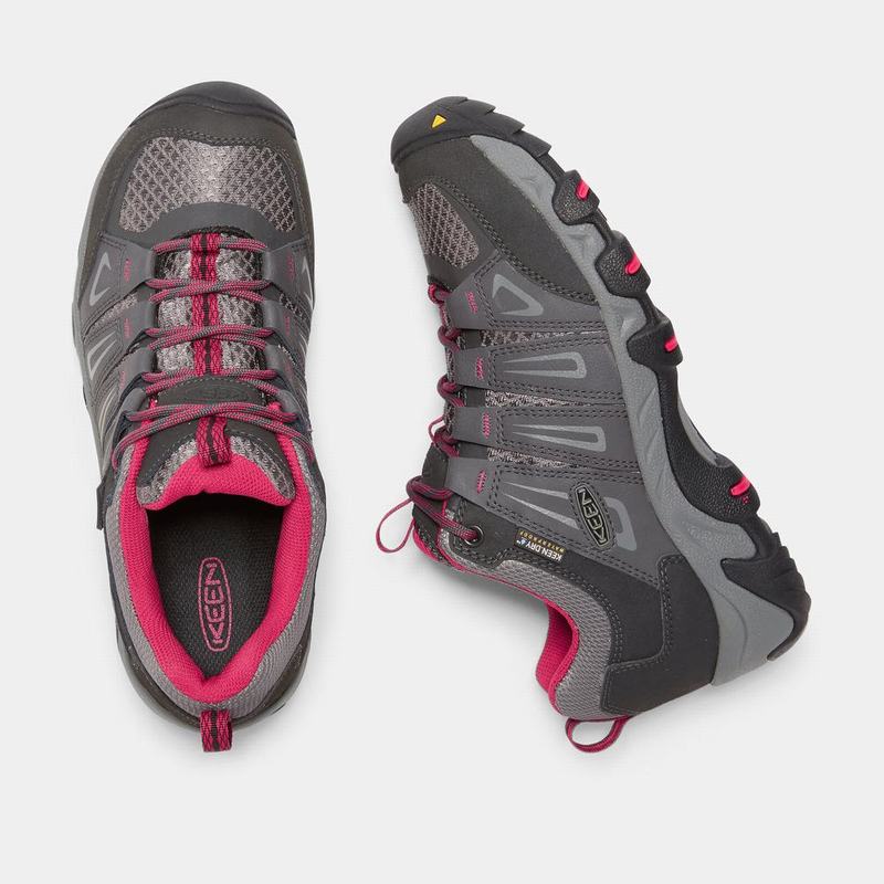 Keen Oakridge Waterproof - Kadın Trekking Ayakkabısı - Gri/Pembe - Turkey (746105QDY)